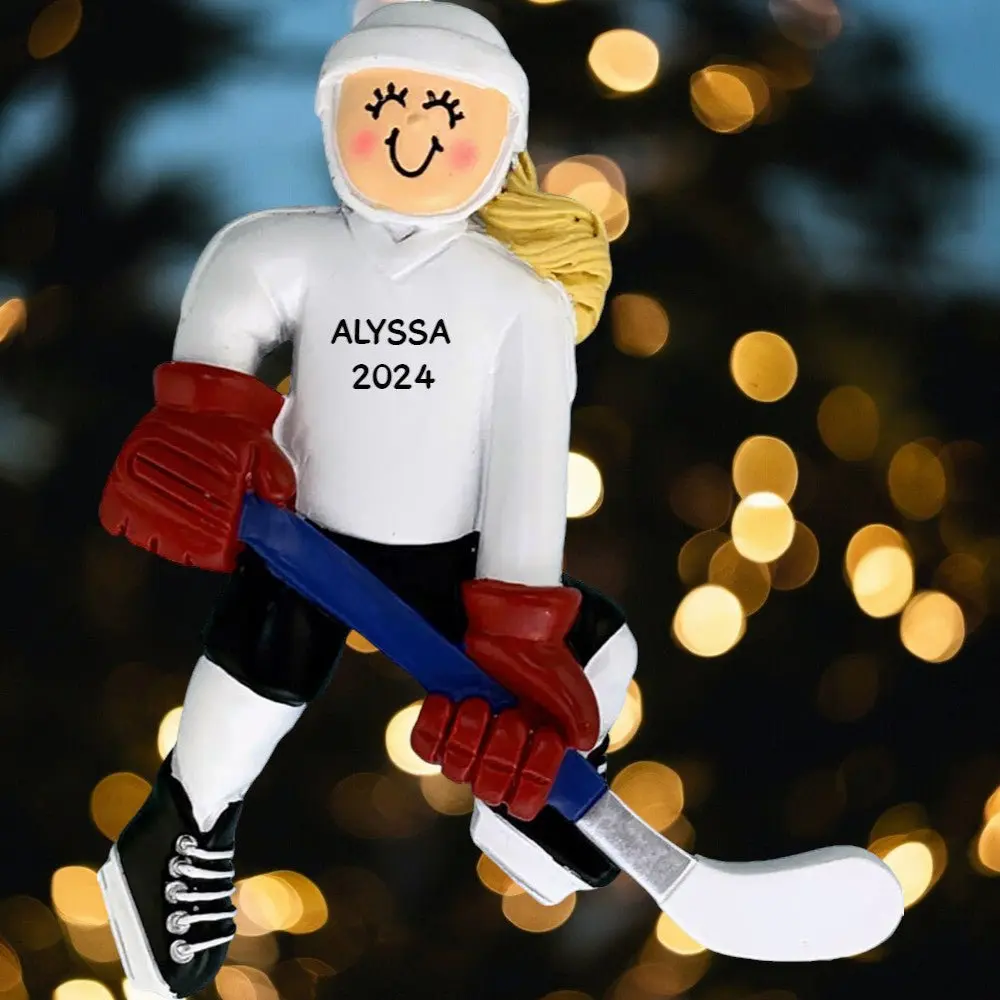 Hockey Player: Female, Blonde  Ornament