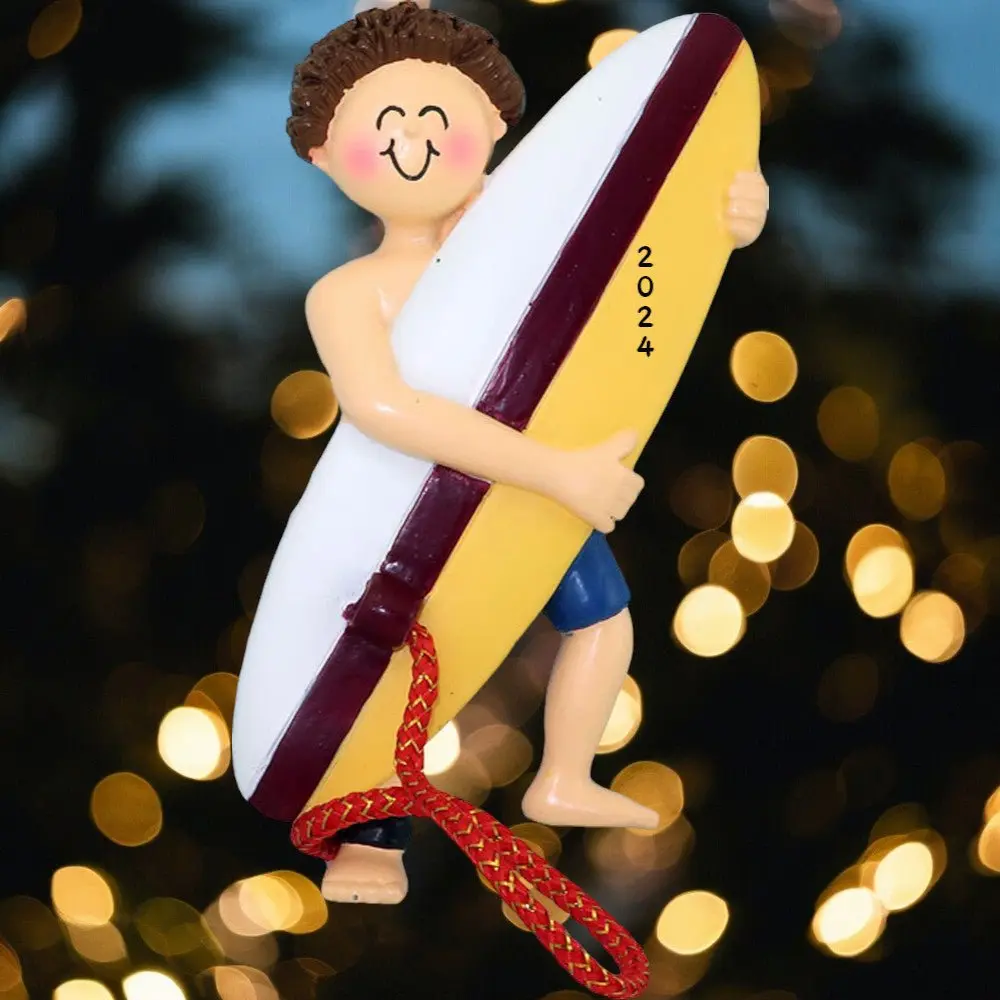 Surfer: Male, Brown  Ornament