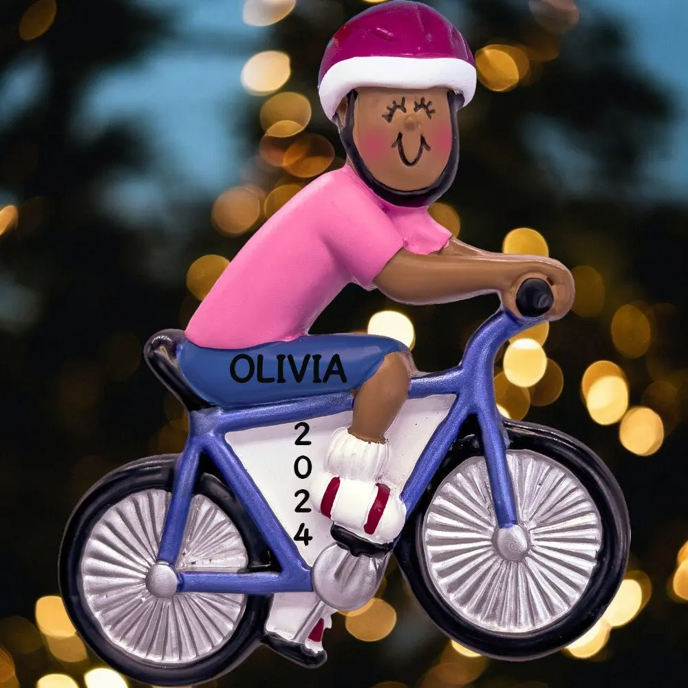 Bicycle Rider: Female, African-American Ornament