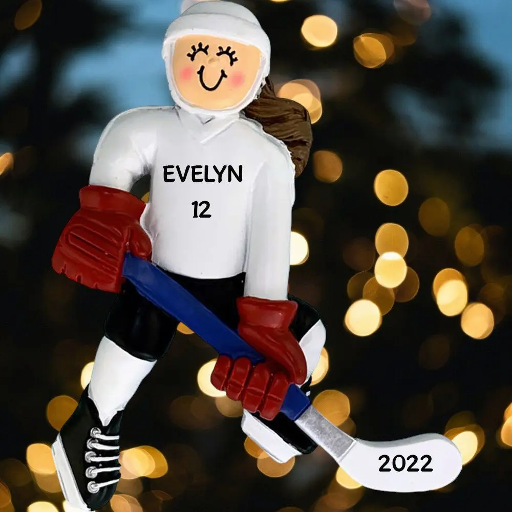 Hockey Player: Female, Brown  Ornament