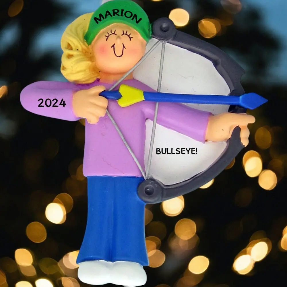 Archery: Male and Female Ornaments Featuring Detailed Archer Figures