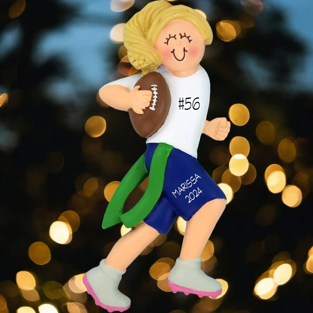 Flag Football: Female, Blonde  Ornament
