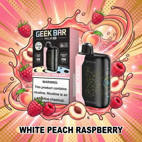 geek bar pulse white peach raspberry Raspberry Peach Lime Geek Bar Pulse X Vape main image 1